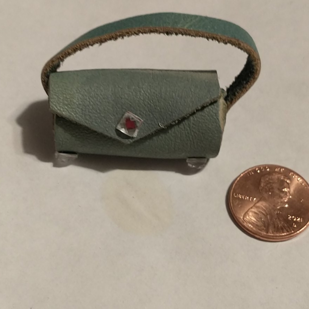 Tiny leather tie dye purse charm/key chain